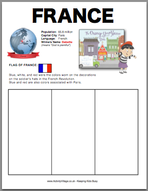 France Coloring Page with country facts